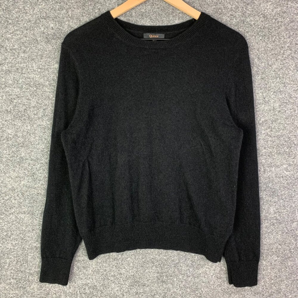 Quince Black 100% Cashmere Pullover Crew Neck Sweater Long Sleeve Women Large